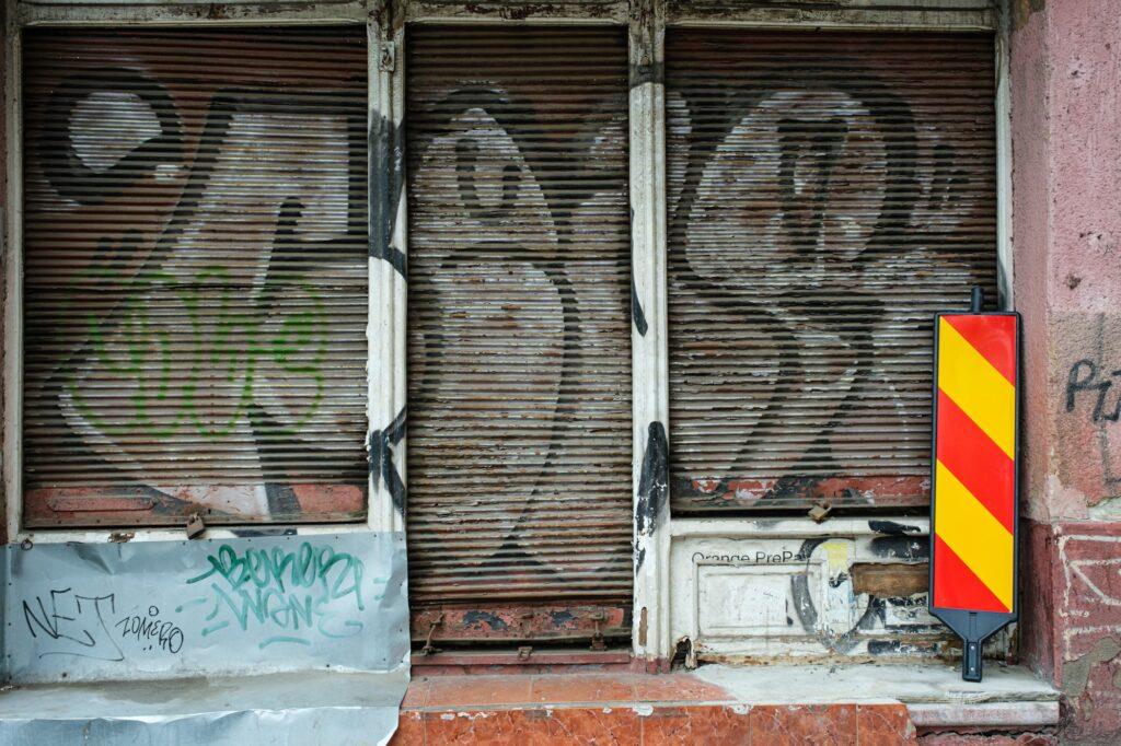 Closed store in the center of Bucharest Romania