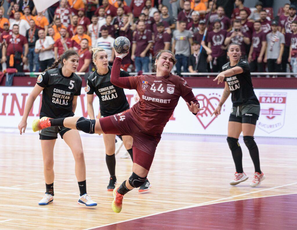 Handball game shot at Sala Rapid in Bucharest Romania