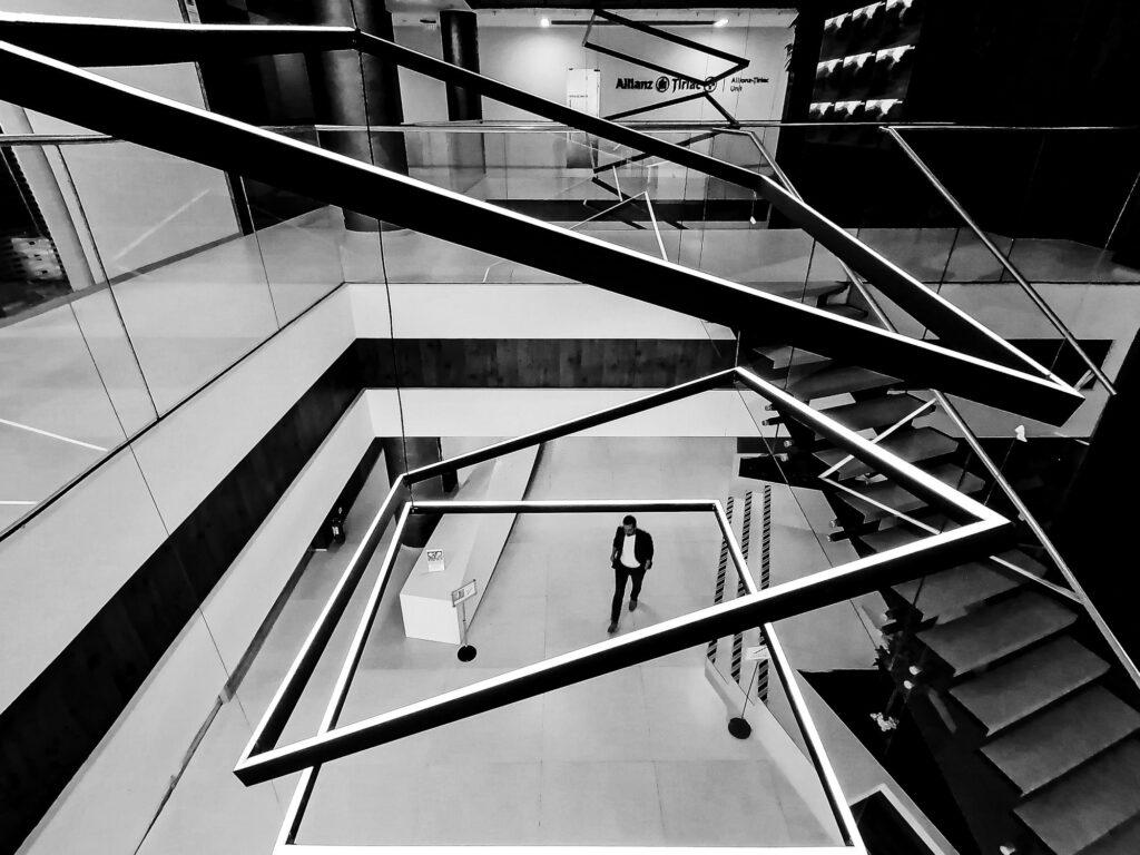 People going to work in an office building in Bucharest Romania