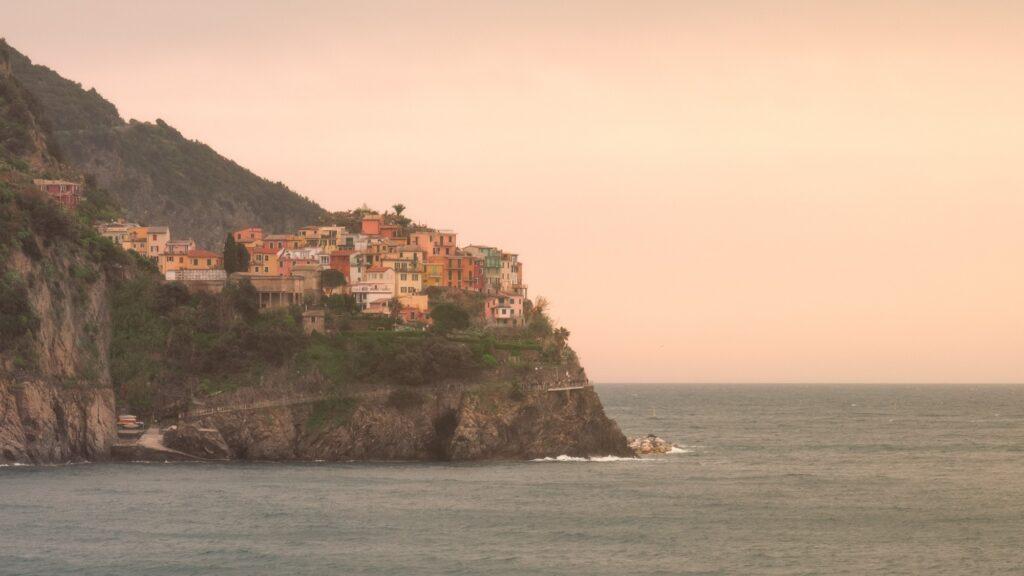 Coastline view from Corniglia in Cinque Terre Italy