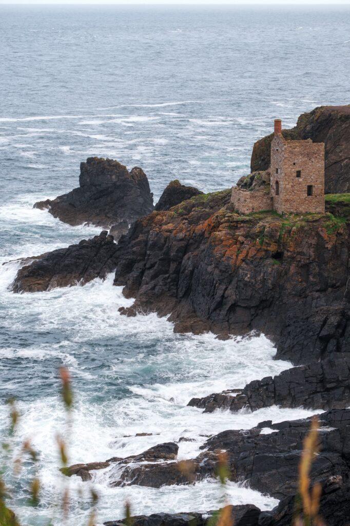 Botallack mine on a rainy morning in Cornwall England