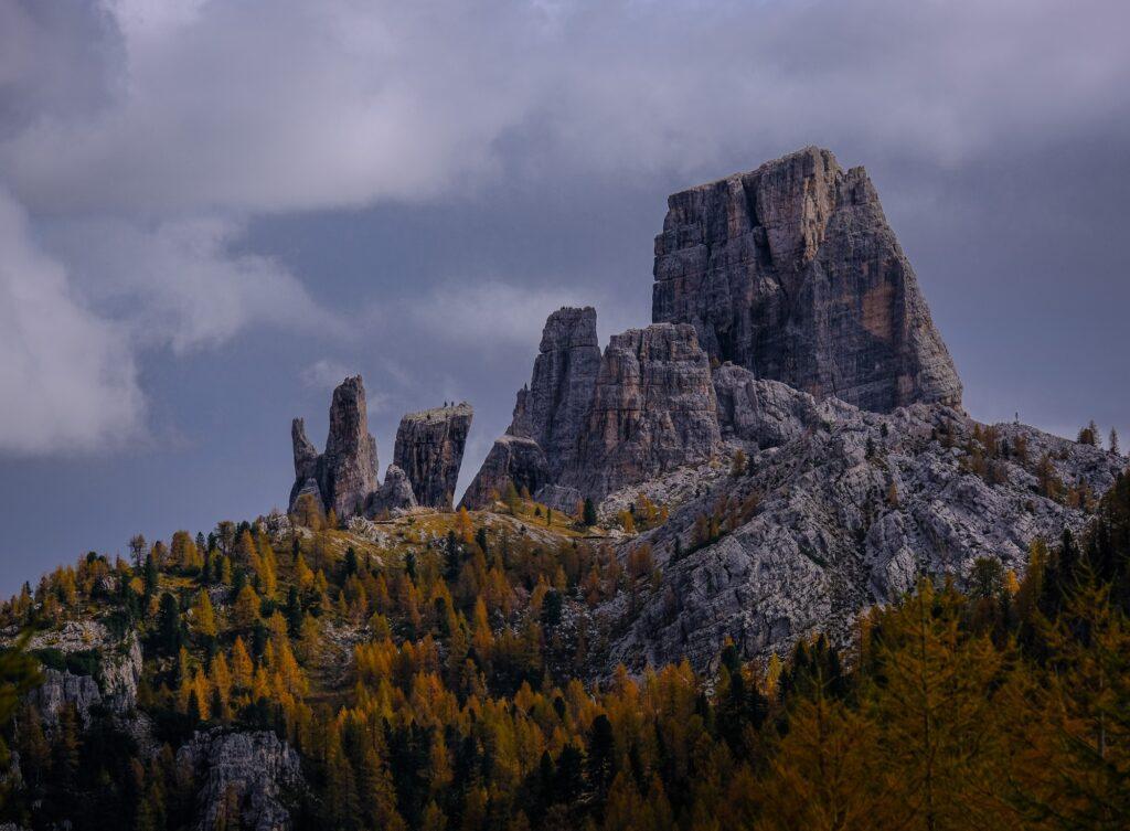 A nice angle of the Cinque Torri in the Dolomites