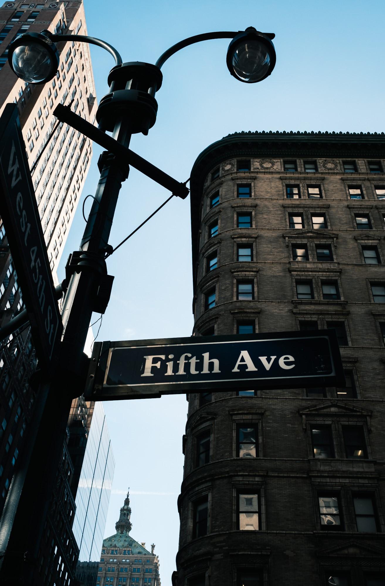 Fifth avenue sign in Manhattan New York