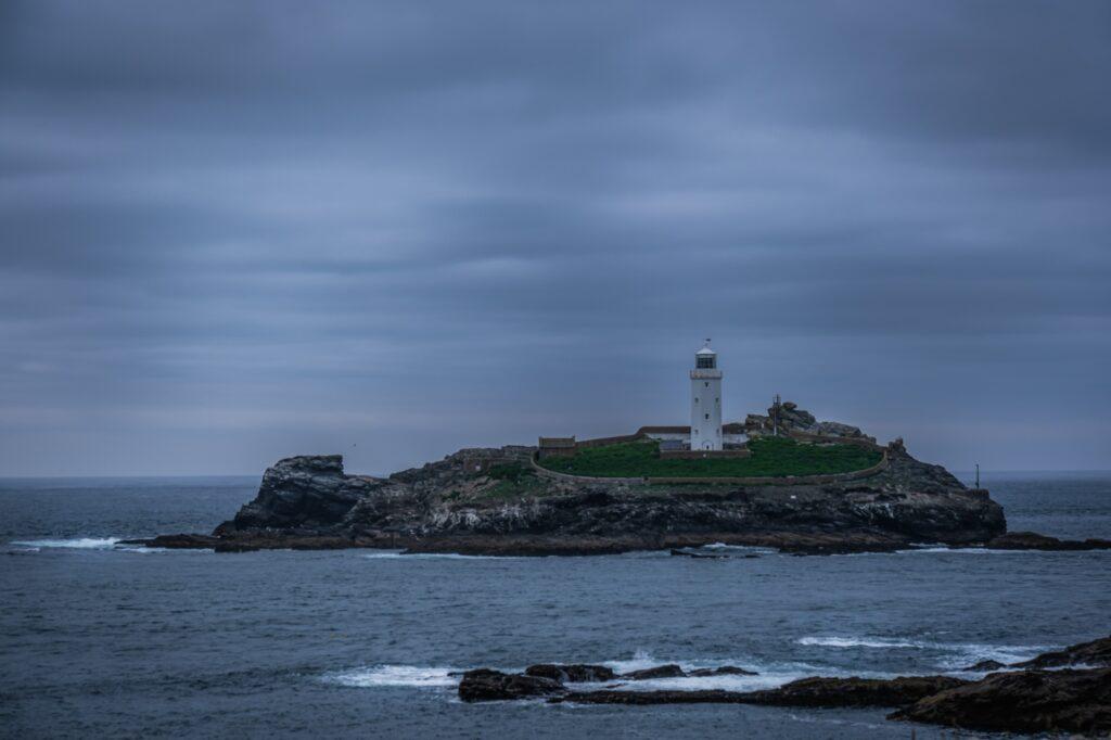 Godrevy lighthouse on the coast of Cornwall England