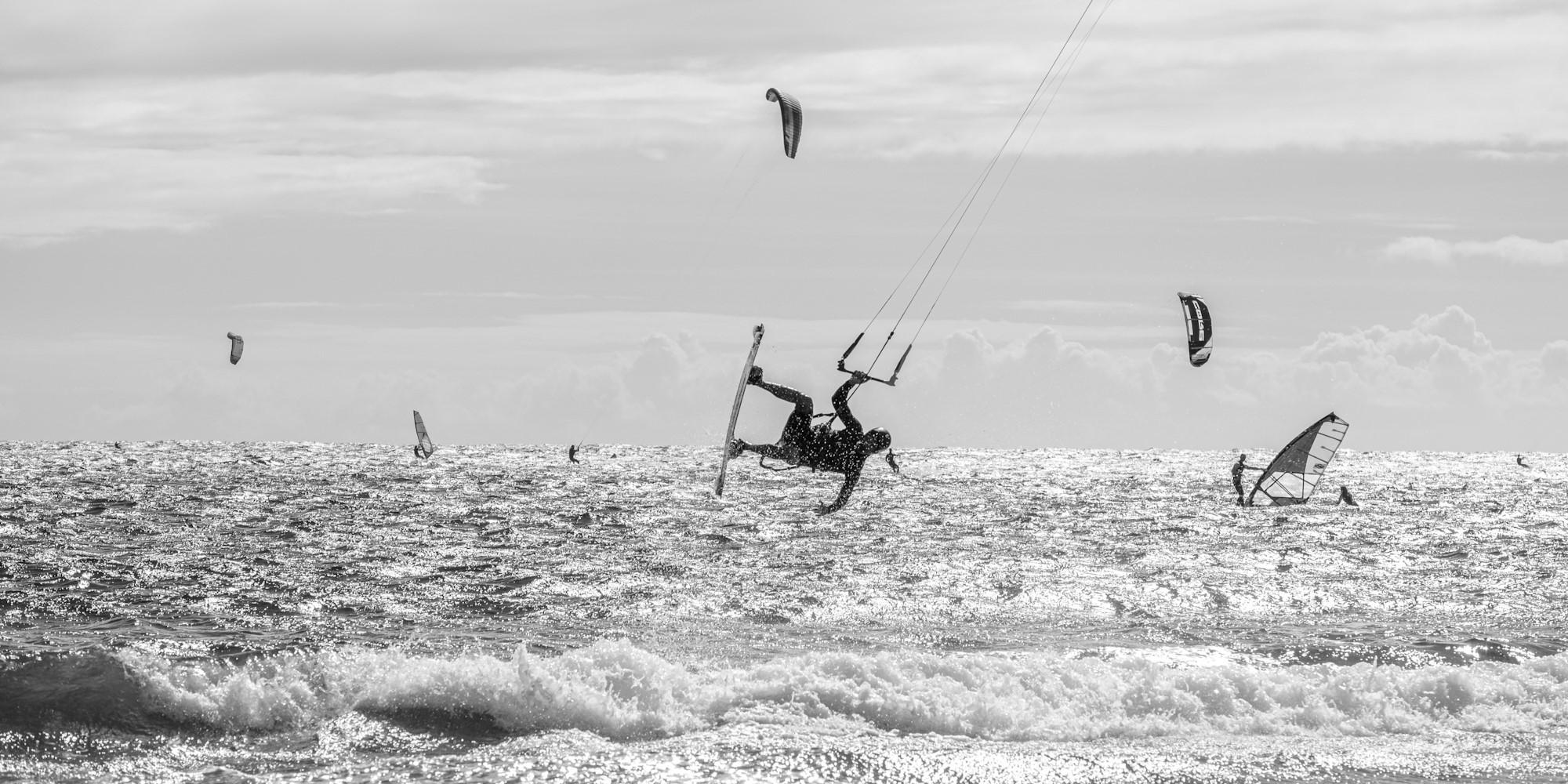 Kitesurfers having fun in Tenerife Canary Islands
