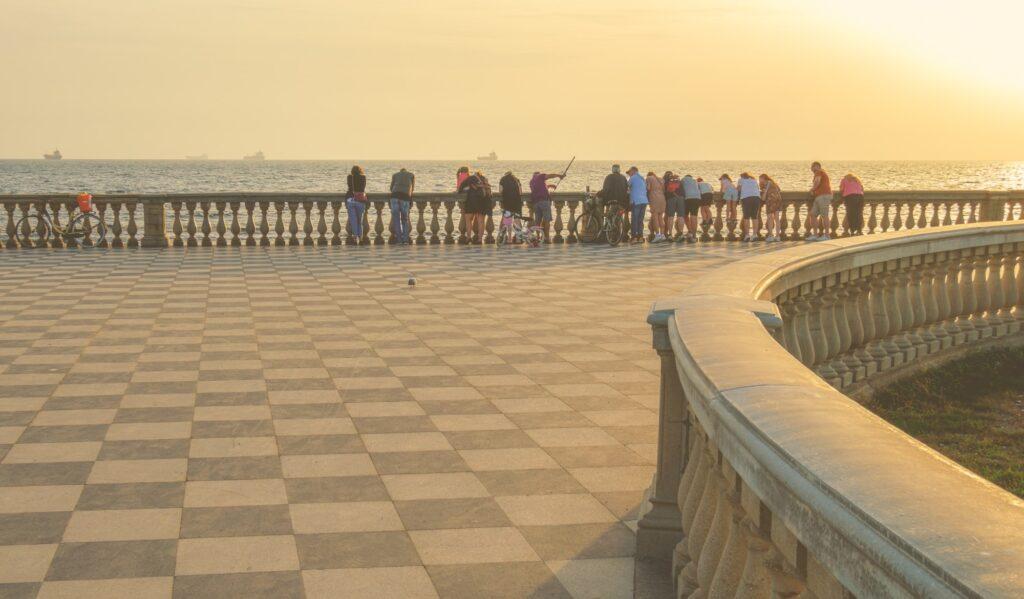 Seaside promenade in Livorno on the Tuscan coast
