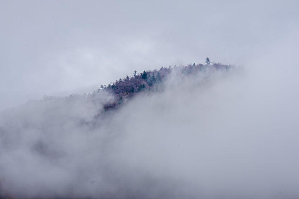 Misty ridge on the way towards Transalpina in Romania