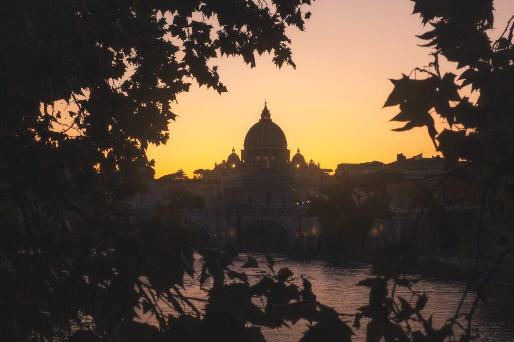 Superb sunset in Rome Italy