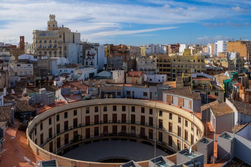 City view of Valencia with old buildings