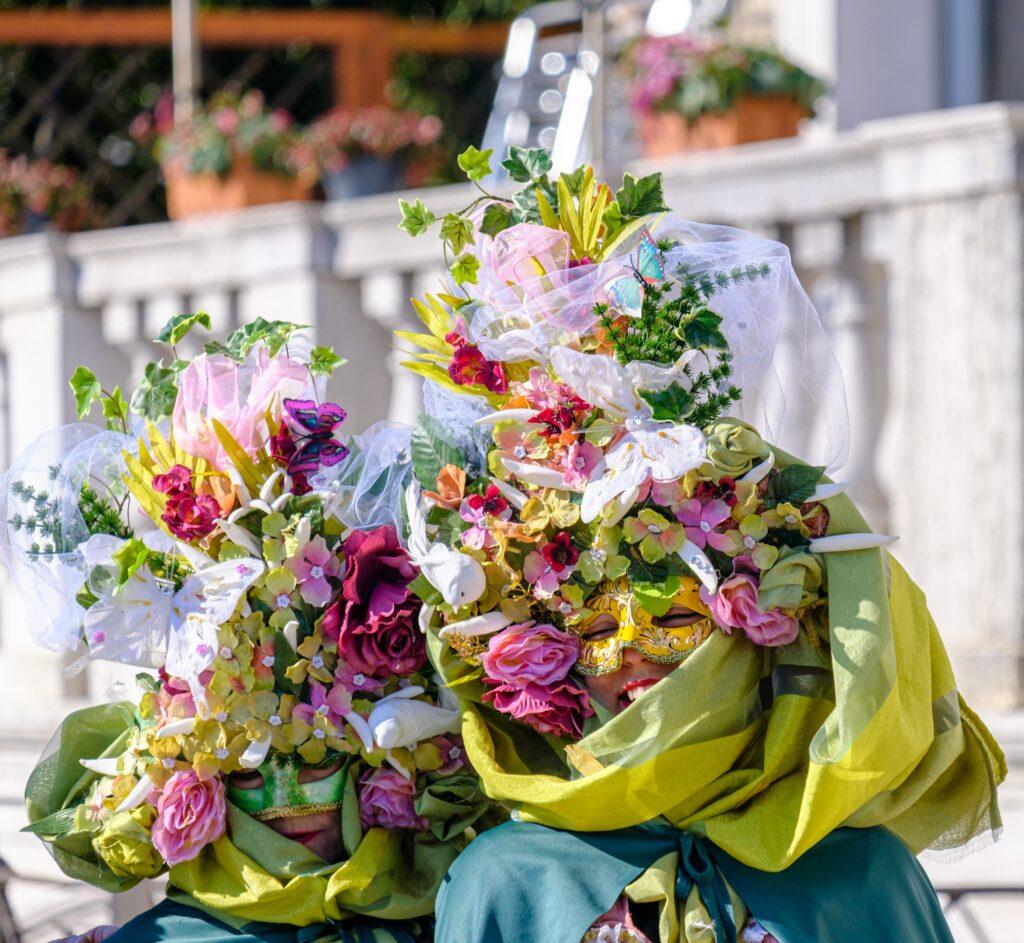 Traditional masks and outfits for the Carnival in Venice Italy