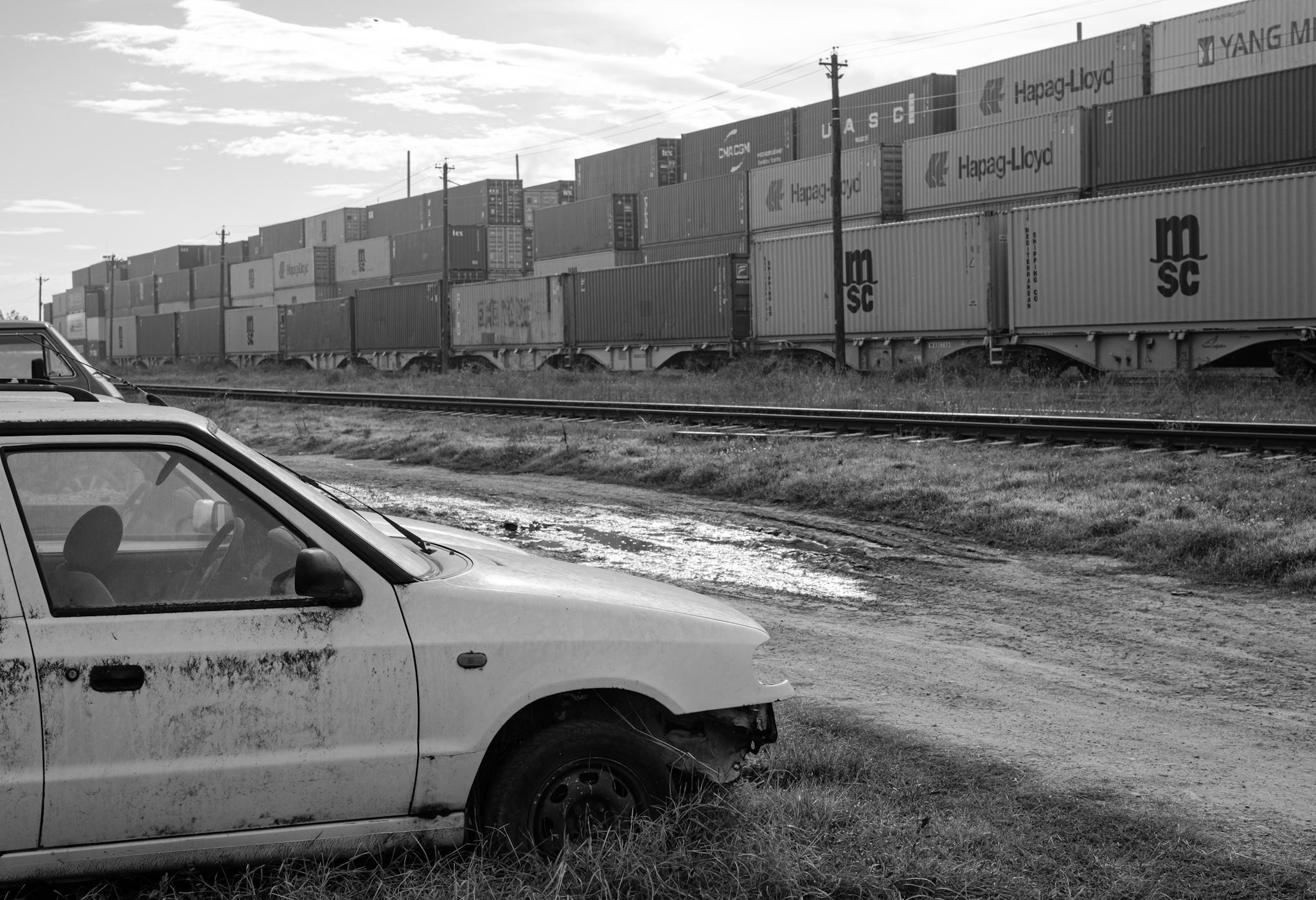 Lines and trains along line 801 in Romania
