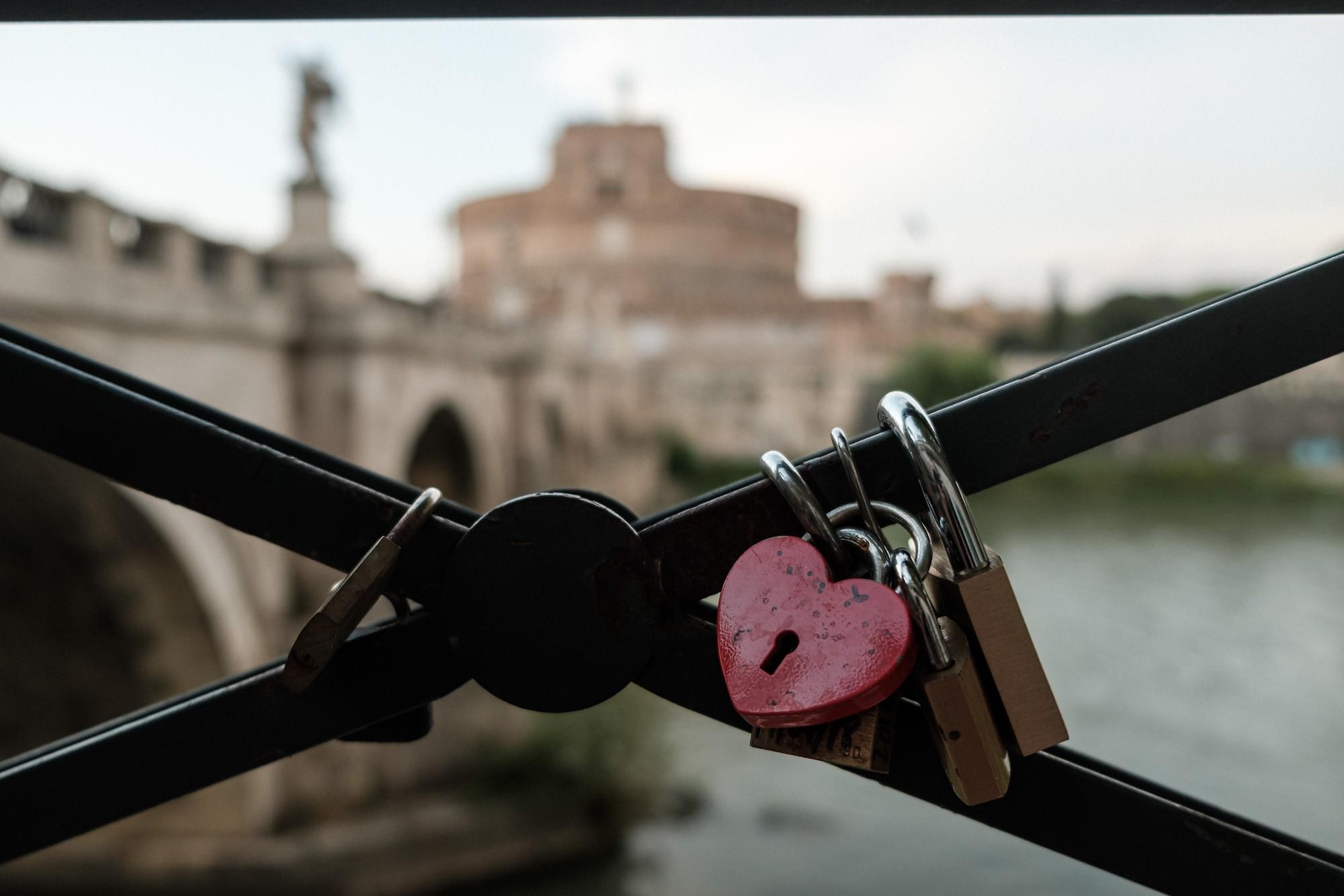 Lock in front of Sant Angelo Castle in Rome