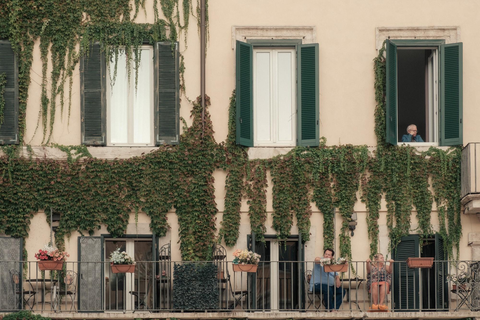 People and balconies in Rome